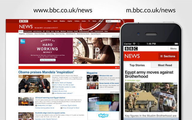 www.bbc.co.uk/news m.bbc.co.uk/news
