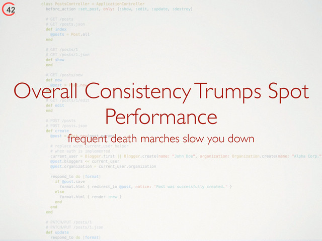 Overall Consistency Trumps Spot
Performance
frequent death marches slow you down
