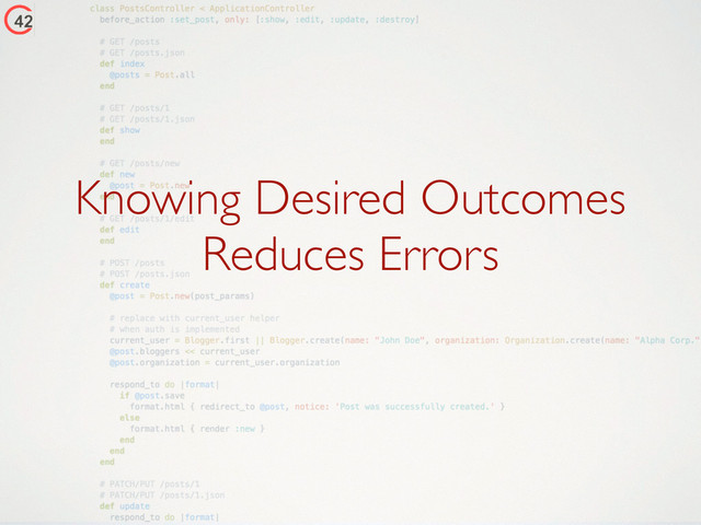 Knowing Desired Outcomes
Reduces Errors
