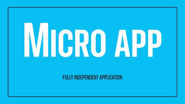 MICRO APP
FULLY INDEPENDENT APPLICATION
