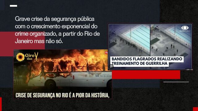 Grave crise da segurança pública
com o crescimento exponencial do
crime organizado, a partir do Rio de
Janeiro mas não só.
