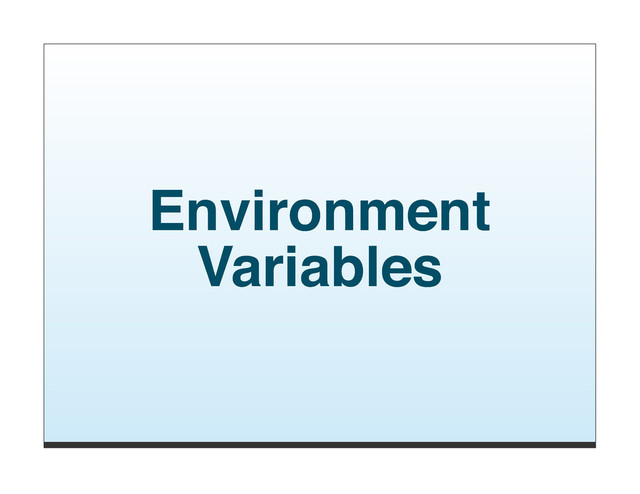 Environment
Variables
