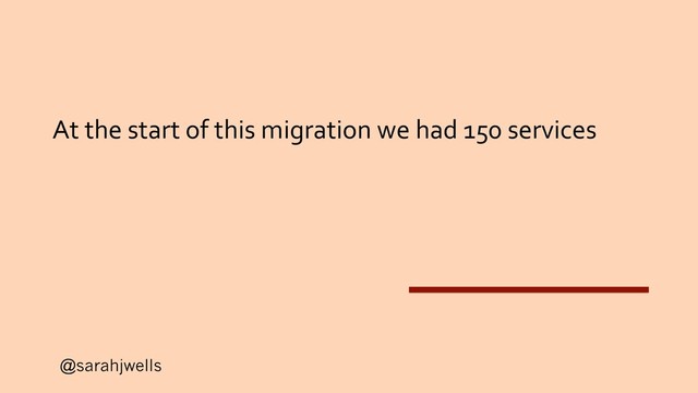 @sarahjwells
At the start of this migration we had 150 services
