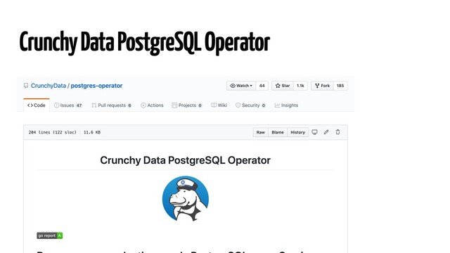 Crunchy Data PostgreSQL Operator
