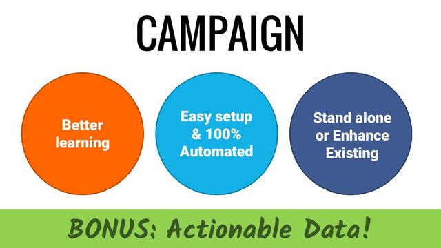 #RGA @tmiket
BONUS: Actionable Data!
CAMPAIGN
Stand alone
or Enhance
Existing
