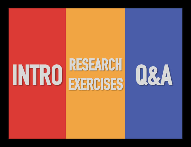 INTRO RESEARCH
EXERCISES
Q&A
