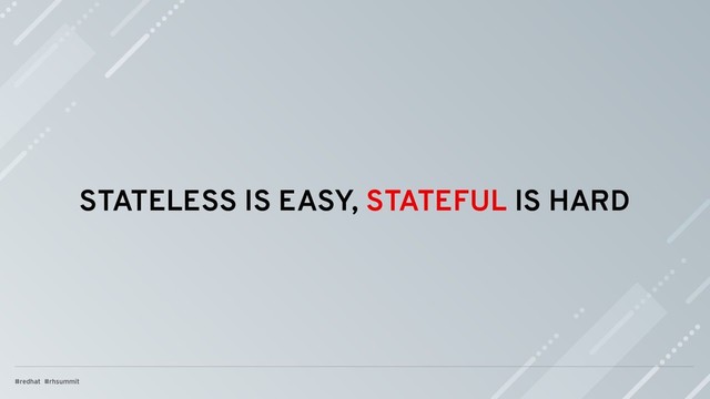 STATELESS IS EASY, STATEFUL IS HARD
