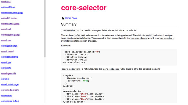 http://polymer.github.io/core-docs/
#core-selector
