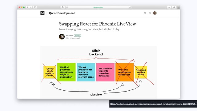 https://medium.com/qixxit-development/swapping-react-for-phoenix-liveview-db6581f27a14
