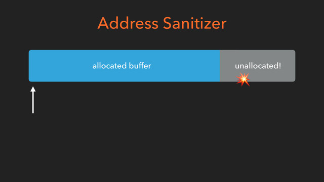 Address Sanitizer
allocated buffer unallocated!

