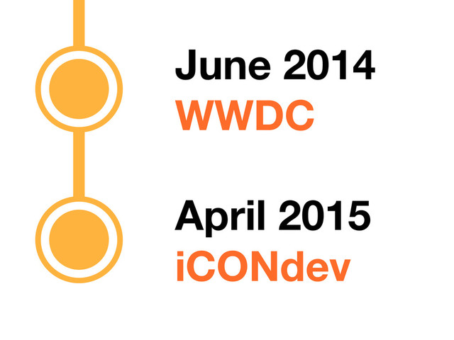 June 2014
WWDC
April 2015
iCONdev
