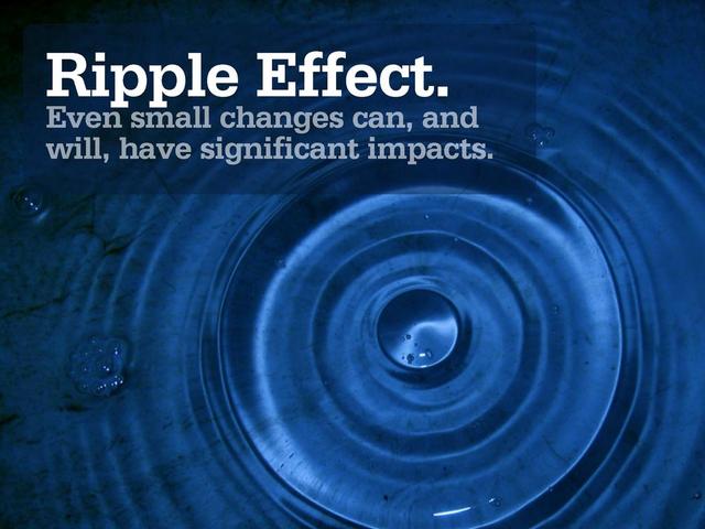 Ripple Effect.
Even small changes can, and
will, have significant impacts.
