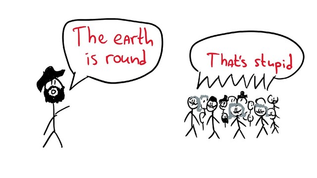 The Earth is round & people
laughing
