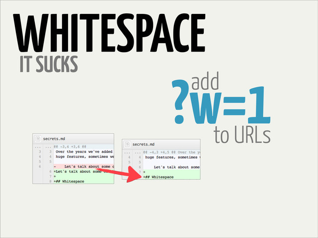 WHITESPACE
IT SUCKS
add
?w=1
to URLs
