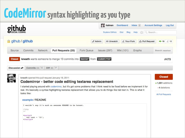 CodeMirror syntax highlighting as you type
