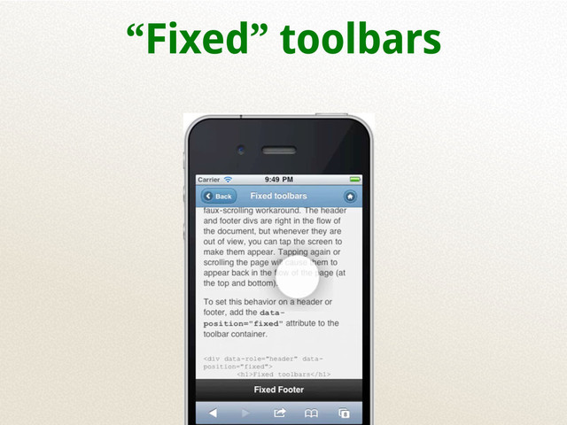 “Fixed” toolbars
