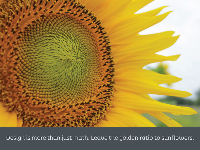 Design is more than just math. Leave the golden ratio to sunflowers.
