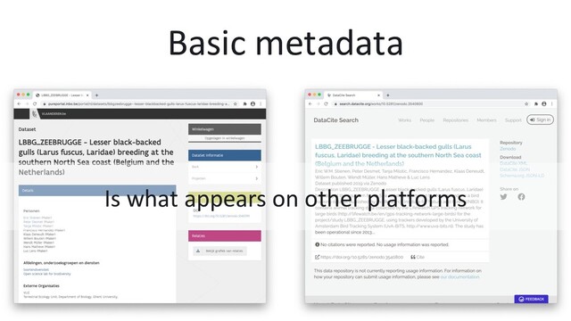 Basic metadata
Is what appears on other platforms
