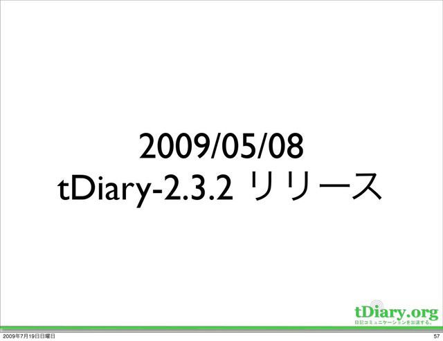 2009/05/08
tDiary-2.3.2 ϦϦʔε
57
2009೥7݄19೔೔༵೔
