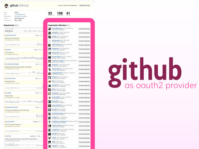 github
as oauth2 provider
