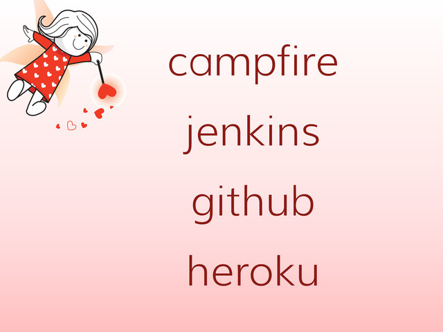 campfire
jenkins
github
heroku
