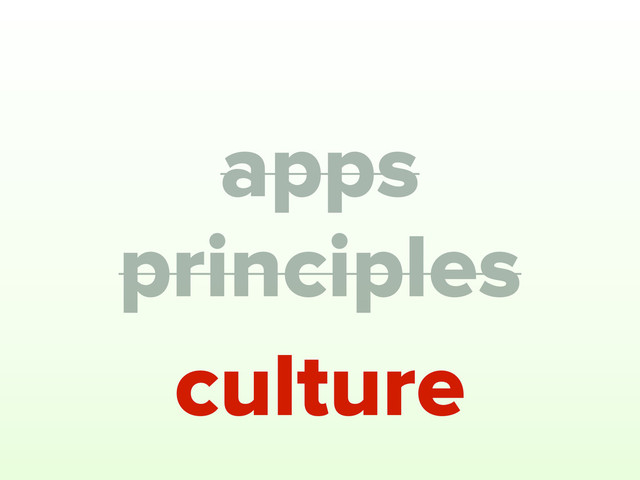 principles
apps
culture
