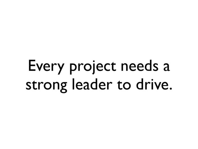 Every project needs a
strong leader to drive.
