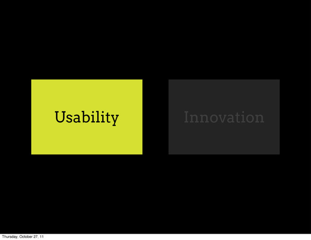 Usability Innovation
Thursday, October 27, 11

