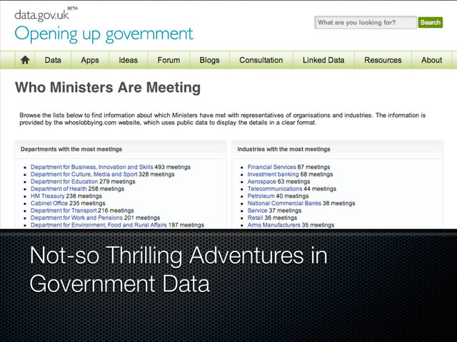 Not-so Thrilling Adventures in
Government Data
