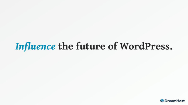 Influence the future of WordPress.
