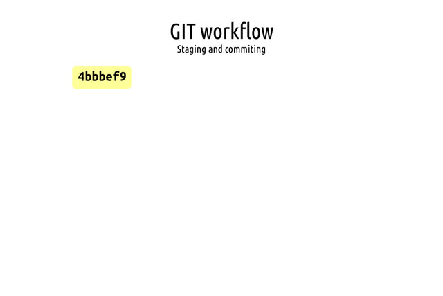 GIT workflow
Staging and commiting
4bbbef9
