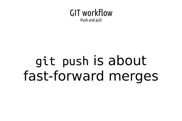 GIT workflow
Push and pull
git push is about
fast-forward merges
