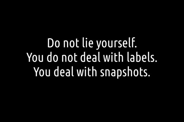 Do not lie yourself.
You do not deal with labels.
You deal with snapshots.
