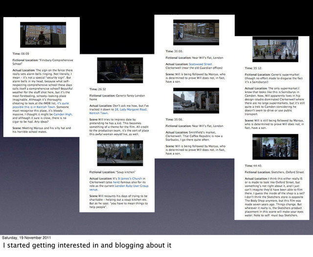 Saturday, 19 November 2011
I started getting interested in and blogging about it
