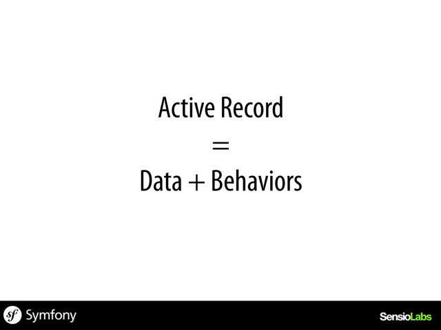 Active Record
=
Data + Behaviors
