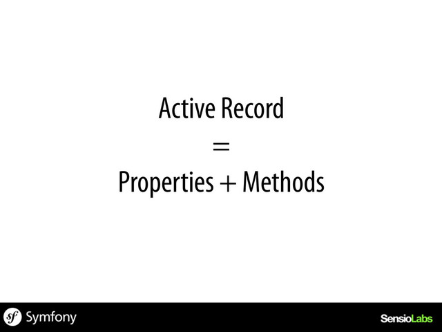Active Record
=
Properties + Methods
