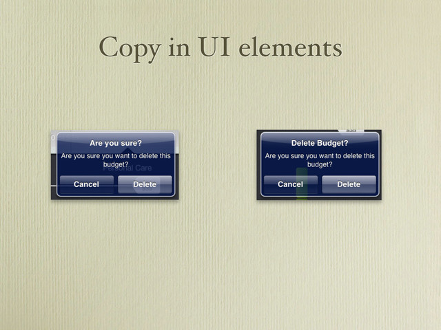 Copy in UI elements
