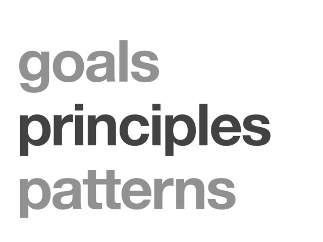 goals
principles
patterns
