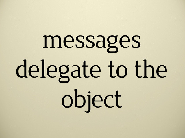 messages
delegate to the
object
