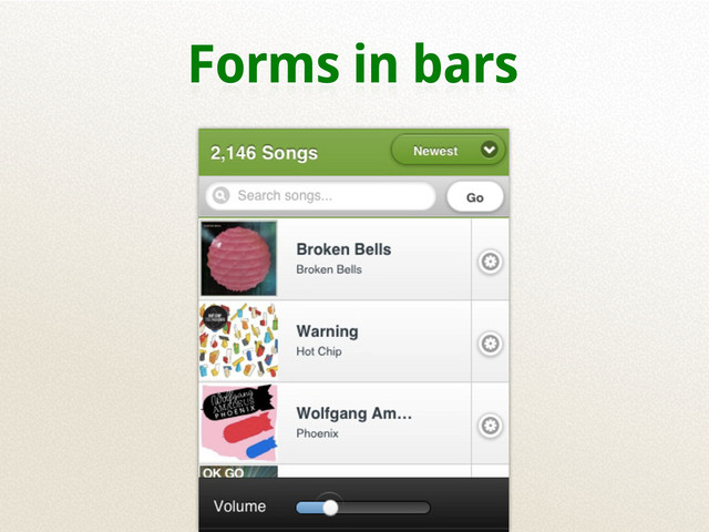 Forms in bars
