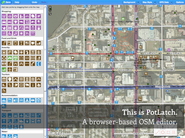 This is PotLatch.
A browser-based OSM editor.
