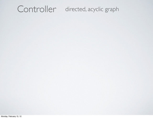 ontroller
C directed, acyclic graph
Monday, February 13, 12
