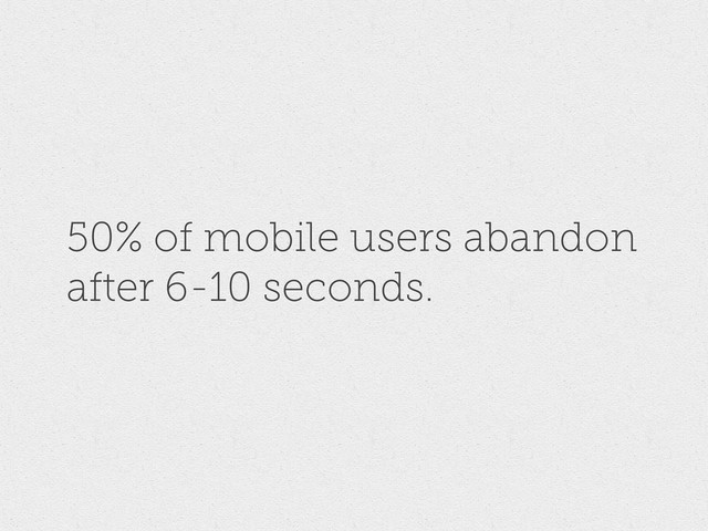 50% of mobile users abandon
after 6-10 seconds.
