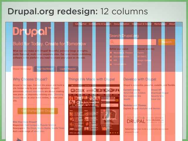 Drupal.org redesign: 12 columns
infrastructure.drupal.org/drupal.org-style-guide/prototype.html
