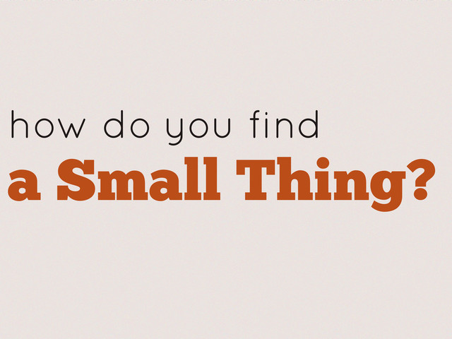 how do you find
a Small Thing?
