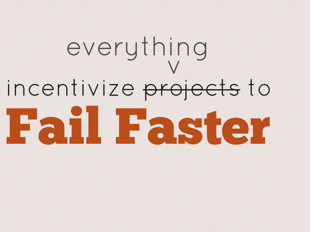 incentivize projects to
Fail Faster
everything
v
