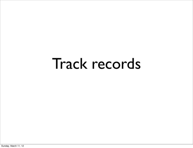 Track records
Sunday, March 11, 12
