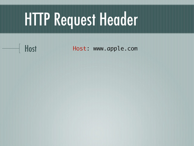 HTTP Request Header
Host Host: www.apple.com
