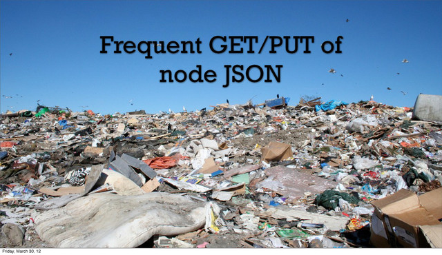 Frequent GET/PUT of
node JSON
Friday, March 30, 12
