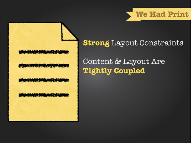 deﬁned container
Strong Layout Constraints
Content & Layout Are
Tightly Coupled
We Had Print

